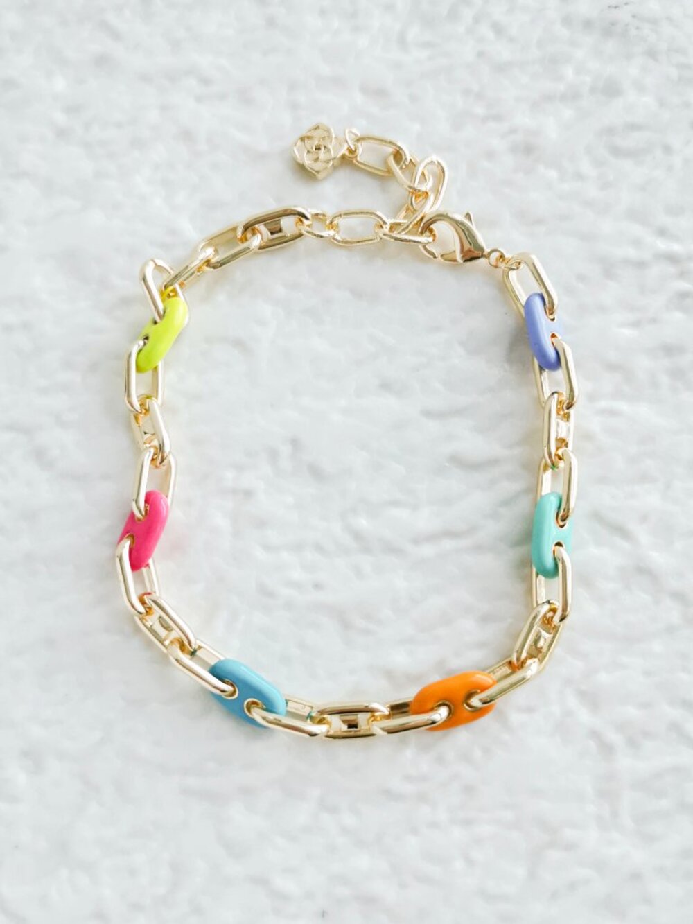 Kendra Scott Bailey Rainbow Multi Mix Gold Chain Bracelet NEW